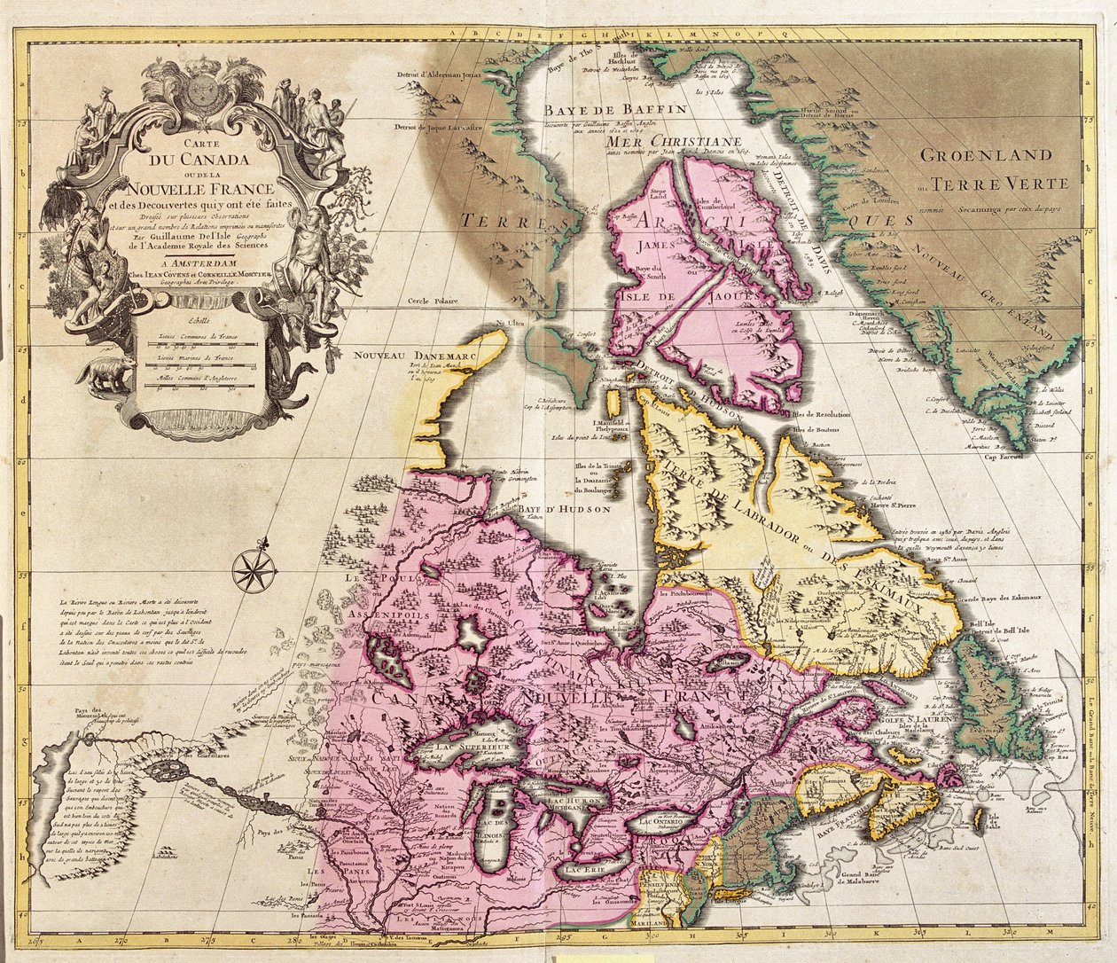 Ontario, Quebec, Nové Skotsko, Nový Brunšvik, Manitoba, Nunavut, Ostrov prince Edwarda, Newfoundland a Labrador, Kanada, Grónsko. od Guillaume Delisle