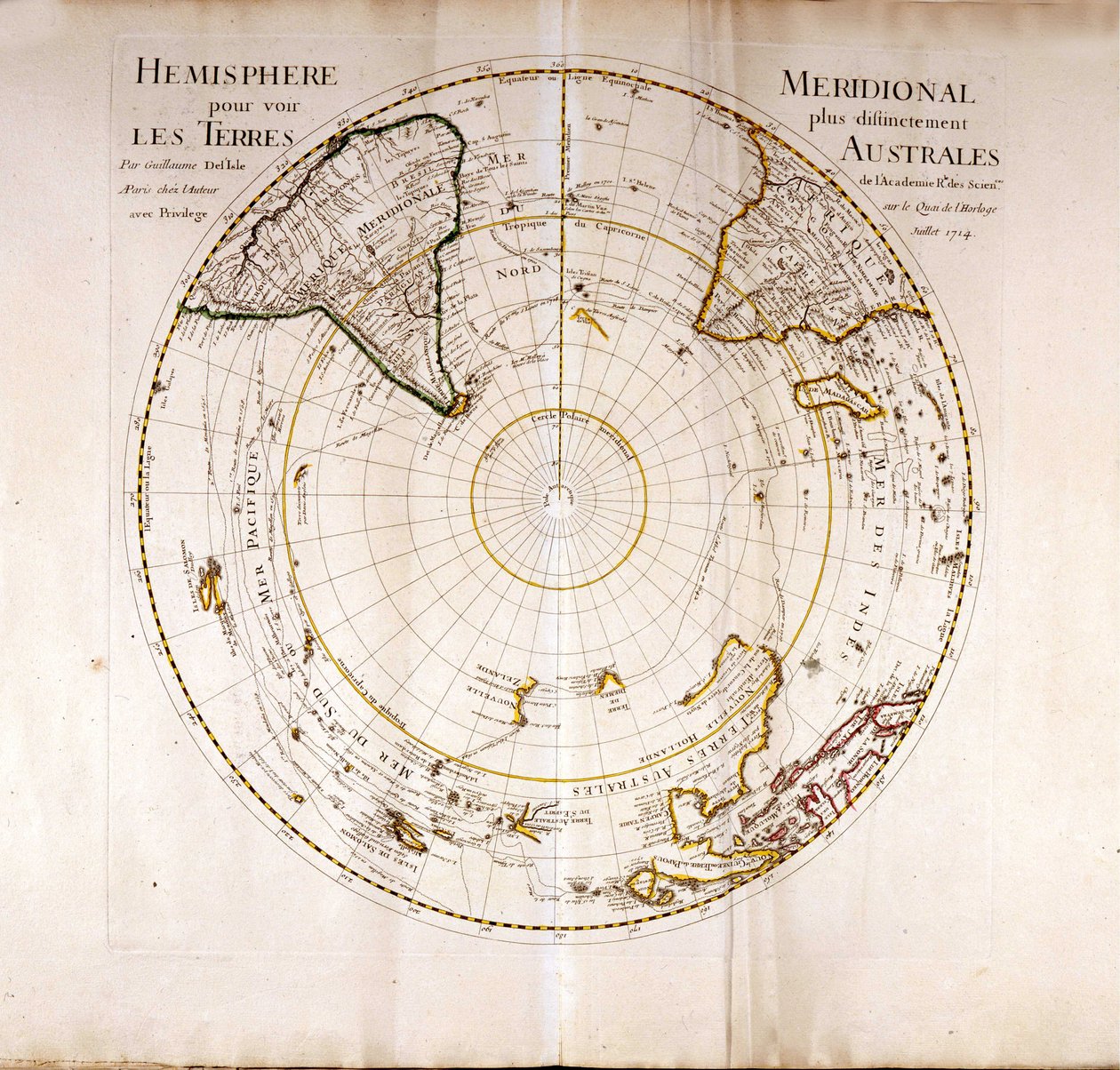 Pohled na jižní (antarktický) pól Atlas od Guillaume Delisle (1675-1726), geograf od Guillaume Delisle