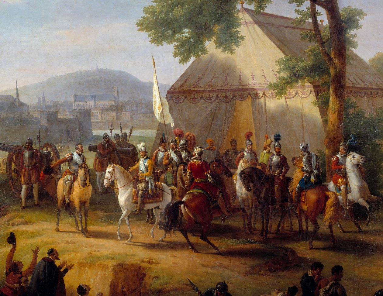 Král Jindřich IV opouští svůj stan (detail Jindřicha IV. zásobujícího Pařížany) od Guillaume Frederic Ronmy