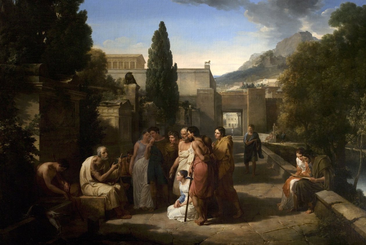 Homer zpívající svou Iliadu u brány Athén, 1811 od Guillaume Guillon Lethière