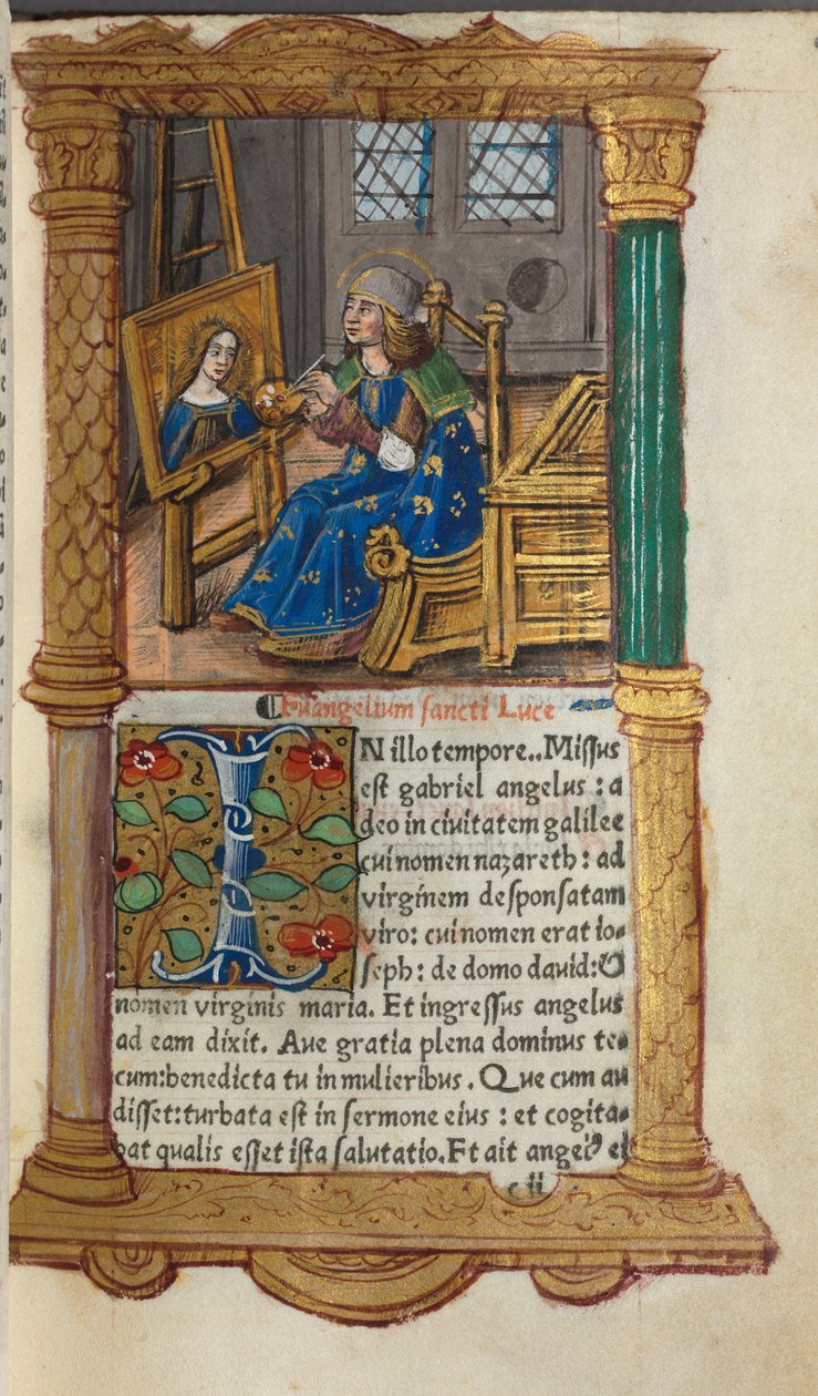 Tištěná kniha hodin (římské užití): fol.18r, sv. Lukáš od Guillaume Le Rouge