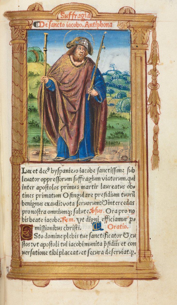 Tištěná kniha hodin (římské užití): fol. 100r, sv. Jakub Větší od Guillaume Le Rouge
