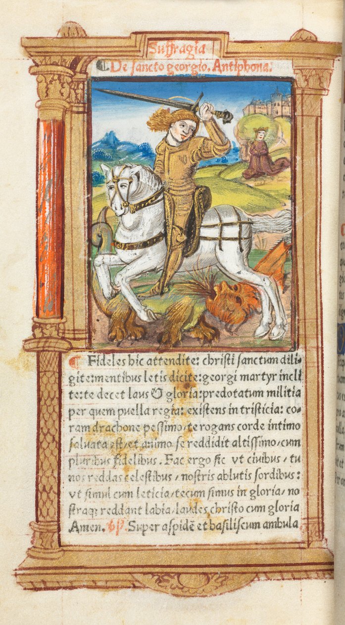 Tištěná kniha hodin (římské užití): fol. 103v, Svatý Jiří zabíjí draka od Guillaume Le Rouge