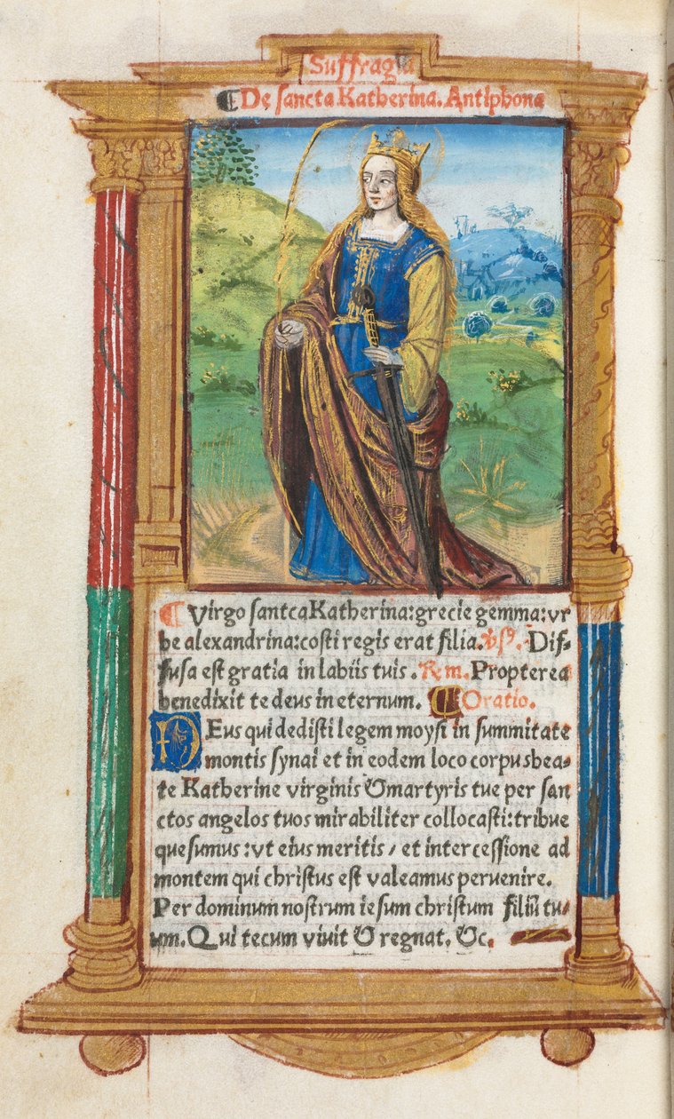 Tištěná kniha hodin (římské užití): fol. 109v, sv. Kateřina od Guillaume Le Rouge