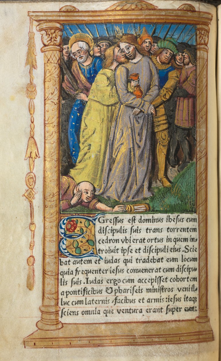 Tištěná kniha hodin (římské užití): fol. 20v, Kristus v Getsemanech od Guillaume Le Rouge