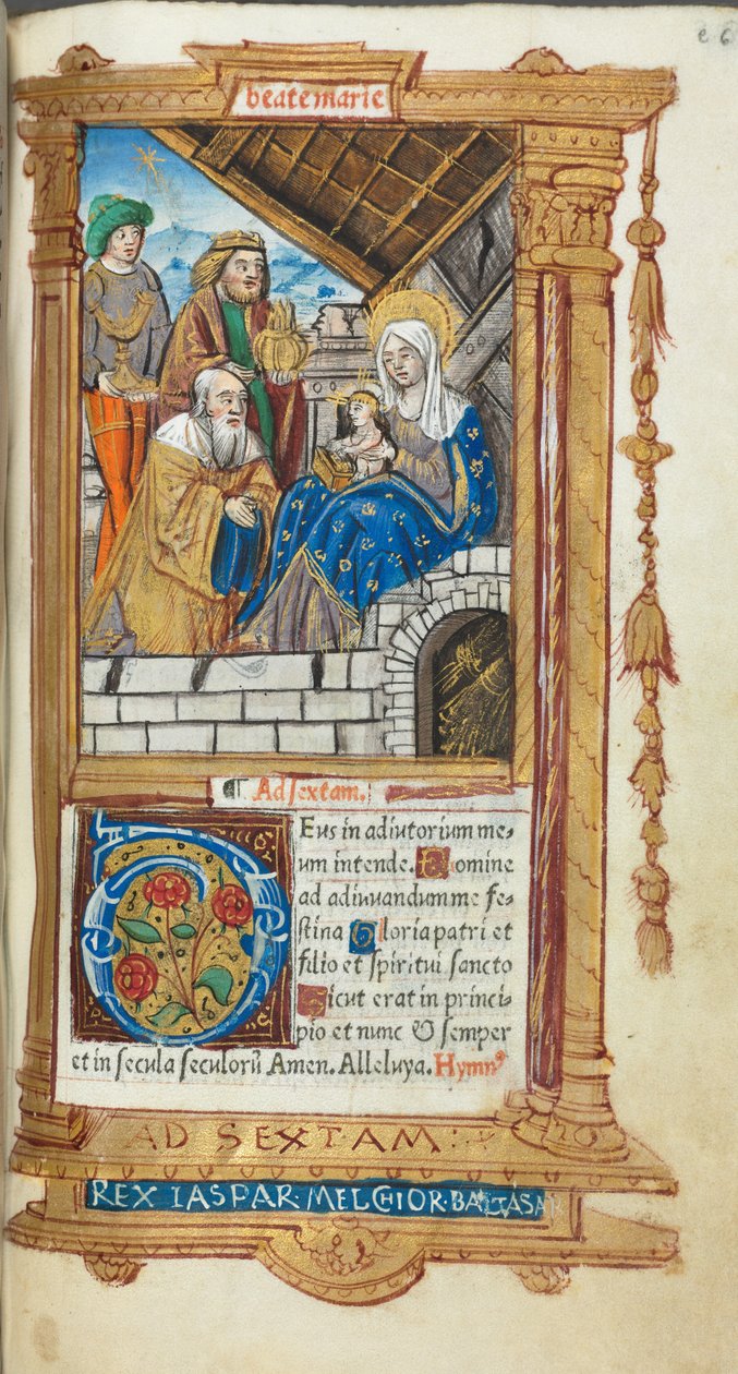 Tištěná kniha hodin (římské užití): fol. 38r, Klanění mudrců od Guillaume Le Rouge