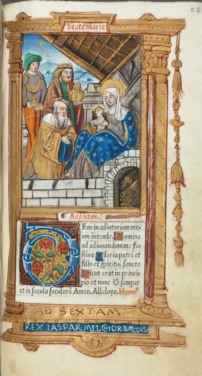 Tištěná kniha hodin (římské užití): fol. 38r, Klanění mudrců od Guillaume Le Rouge