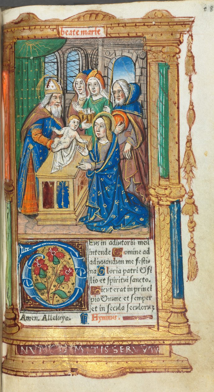 Tištěná kniha hodin (římské užití): fol. 40r, Obětování v chrámu od Guillaume Le Rouge