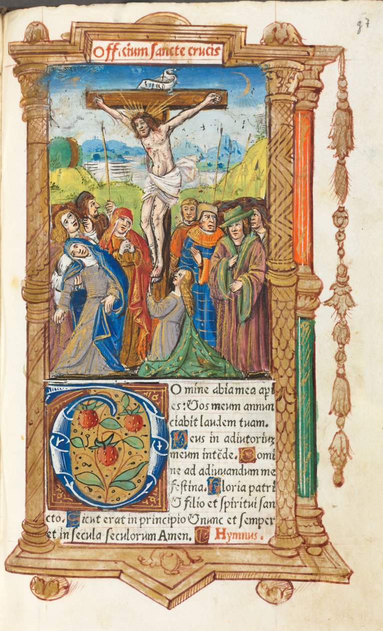 Tištěná kniha hodin (římské užití): fol. 55r, Ukřižování od Guillaume Le Rouge