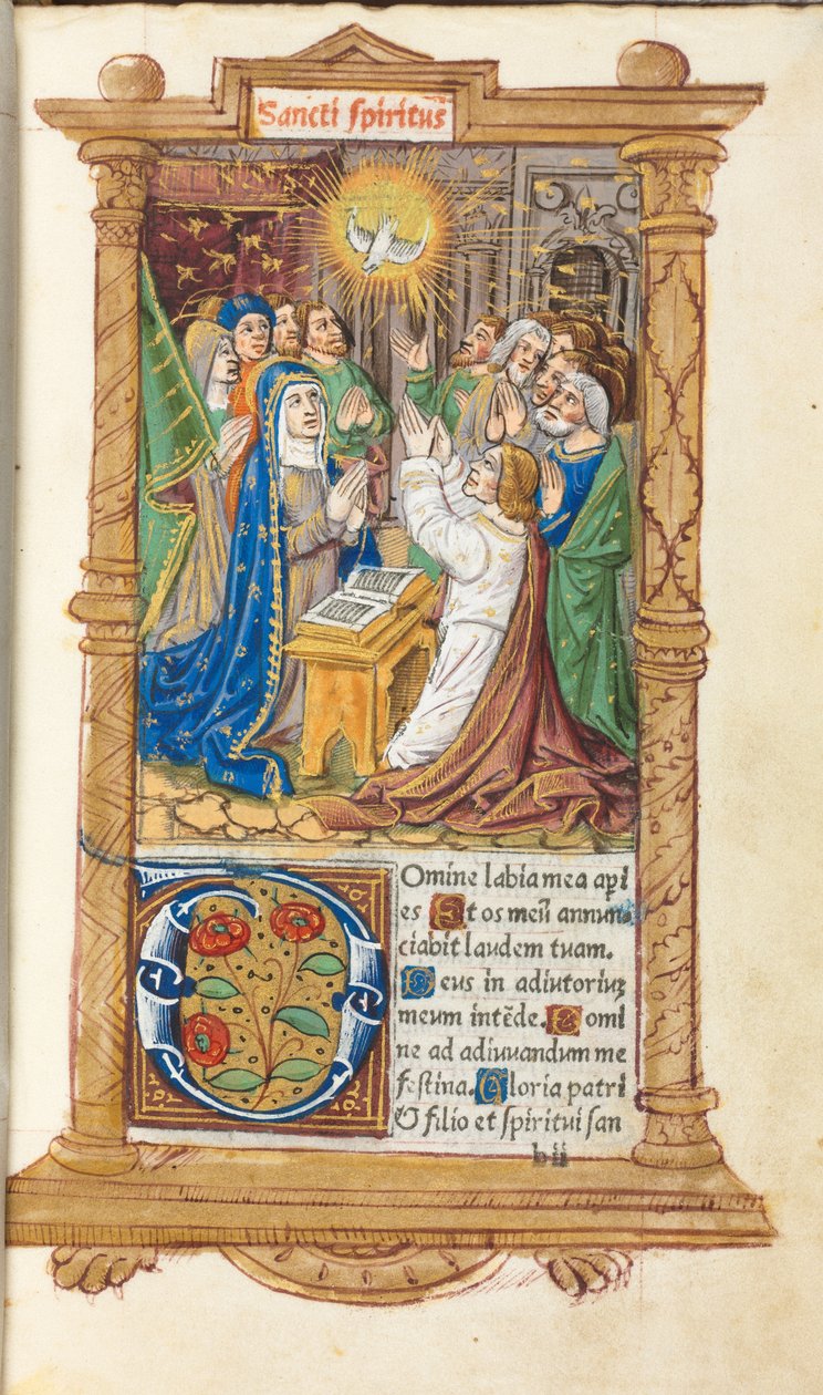 Tištěná kniha hodin (římské užití): fol. 58r, Letnice od Guillaume Le Rouge