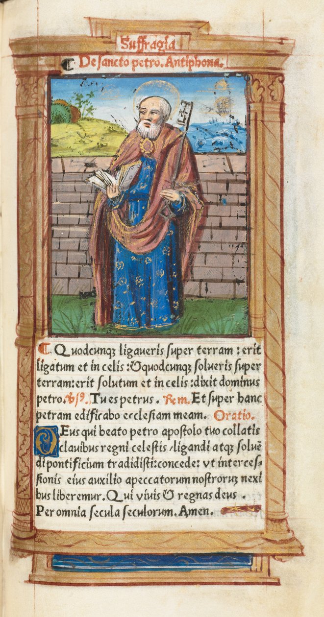 Tištěná kniha hodin (římské užití): fol. 99r, sv. Petr od Guillaume Le Rouge