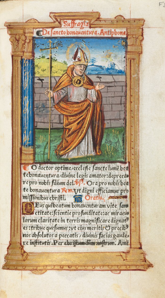 Tištěná kniha hodin Použití Říma: fol. 107r, sv. Bonaventura, 1510. od Guillaume Le Rouge