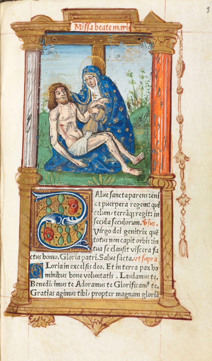 Tištěná kniha hodin Použití Říma: fol. 53r, Pieta, 1510. od Guillaume Le Rouge