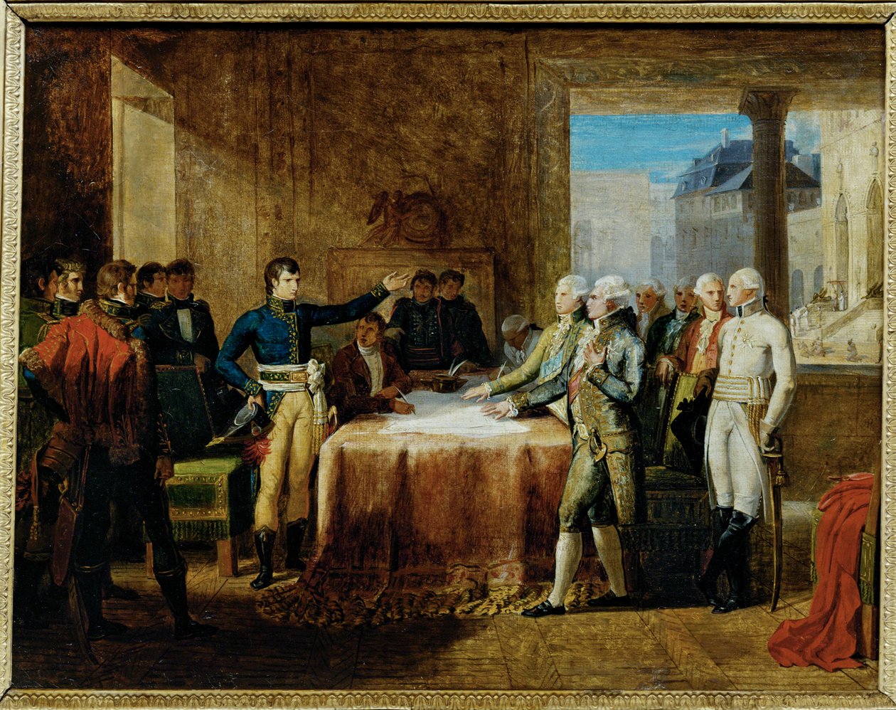 Předběžné podmínky míru podepsaného v Leobenu dne ... (malba na plátně) od Guillaume Lethiere