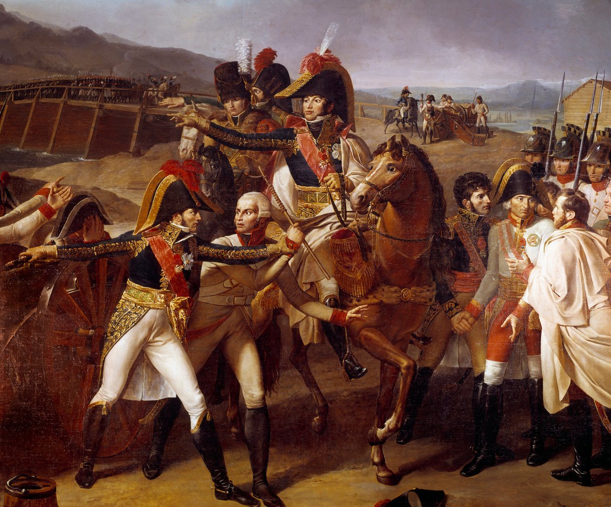Překvapení táborského mostu na Dunaji 14. 11. 1805 Vítězství marechaux Lannes a Murat nad princem z Auerspergu. Detail zobrazující Jeana Lannese, vévodu z Montebella (1769-1809), Joachima Murata (1787-1815) během prvního tažení na Dunaj. Bolest od Guillaume Lethiere