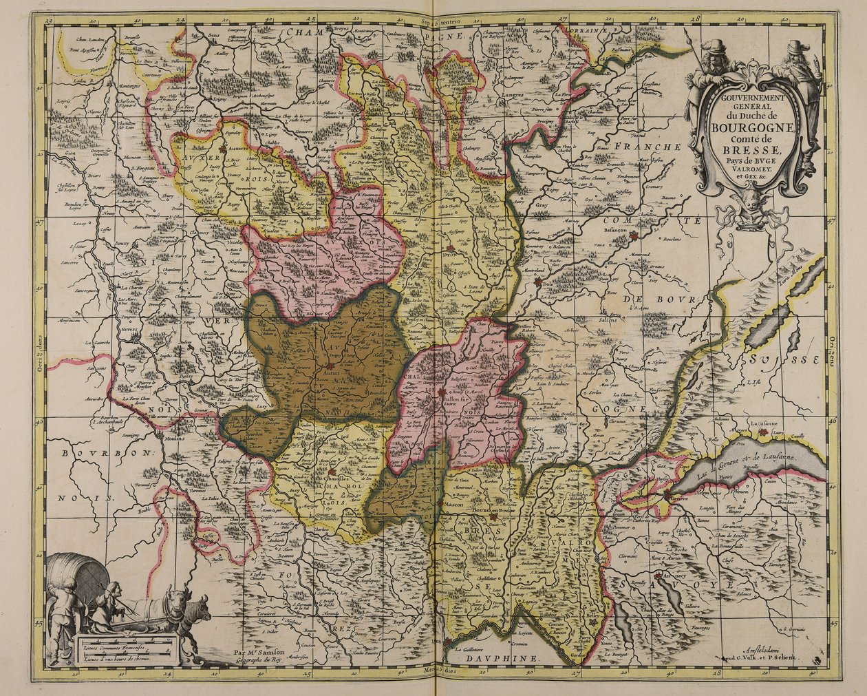Generální vláda Burgundského vévodství hrabství Bresse země Buge Valromey a Gex amp;c. od Guillaume Sanson