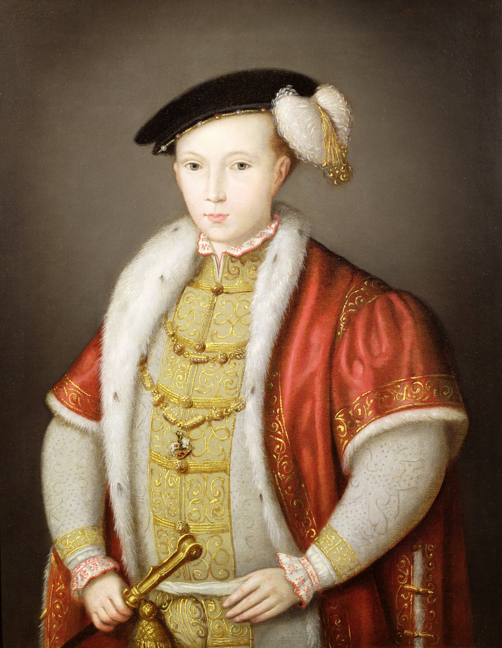 Eduard VI. s řetězem Podvazkového řádu, podle portrétu ve sbírce královny Alžběty II., kolem roku 1600 od Guillaume Scrots