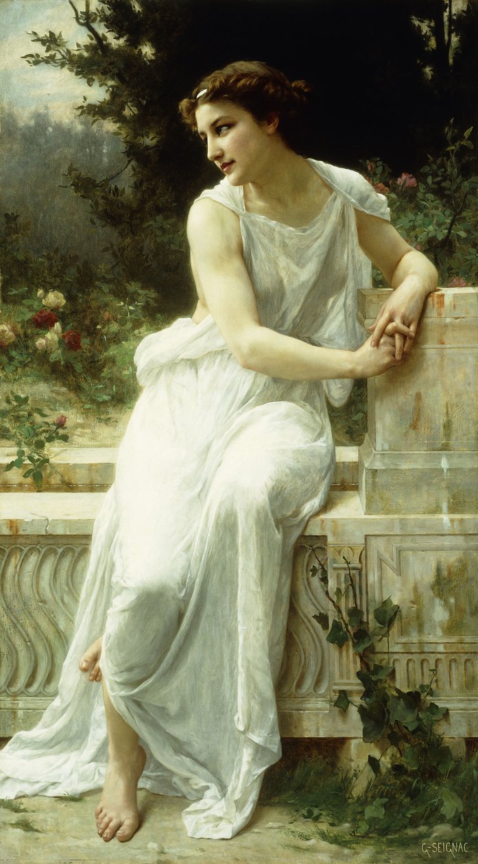 Dívka z Pompejí v zahradě; Mladá dívka z Pompejí v zahradě, od Guillaume Seignac
