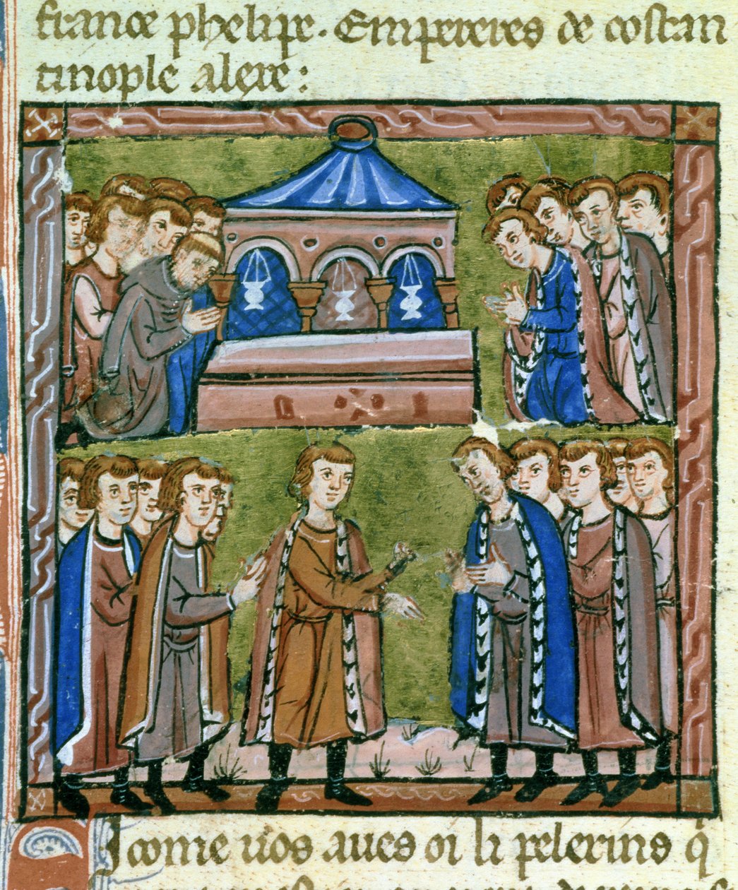 Godefroy de Bouillon a kříže v modlitbě u Božího hrobu - Volba Godefroye de Bouillon za přijetí do Božího hrobu, červenec 1099 od Guillaume de Tyr