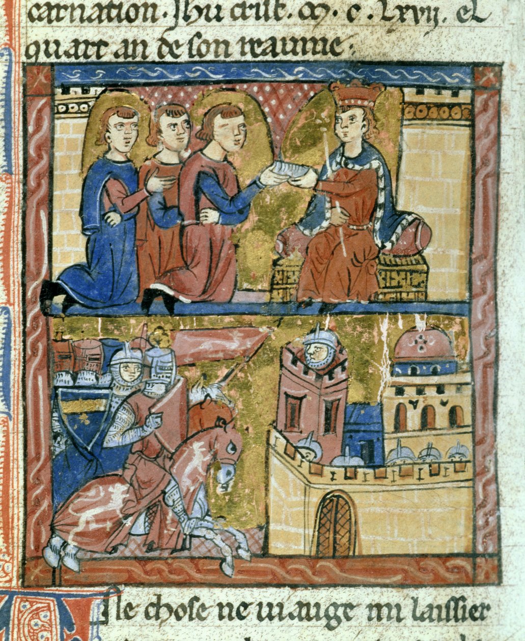Poslové přinášející dopis od císaře Manuela I. Comnene Amaurymu I. Jeruzalémskému - Kříže obléhající Bilbeis od Guillaume de Tyr