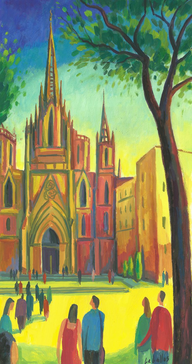 Barcelonská katedrála, 2013 (kvaš na papíře) od Guillermo Martí Ceballos