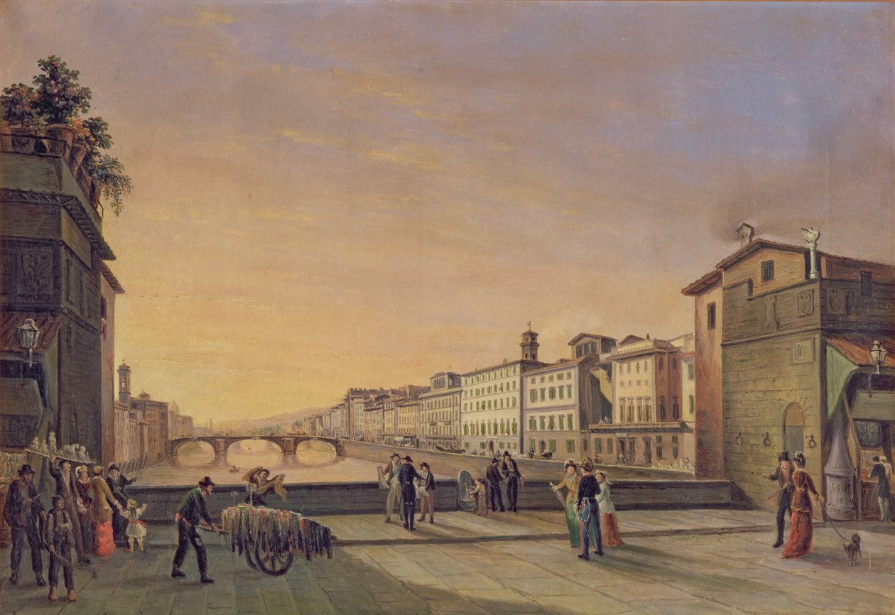 Pohled na Arno z Ponte Vecchio, Florencie od Guiseppe Gherardi