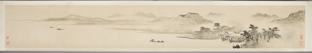 Krajina s rybářem a básní (tuš na papíře) (viz také 351451-3) od Guo Xu Guo Xu