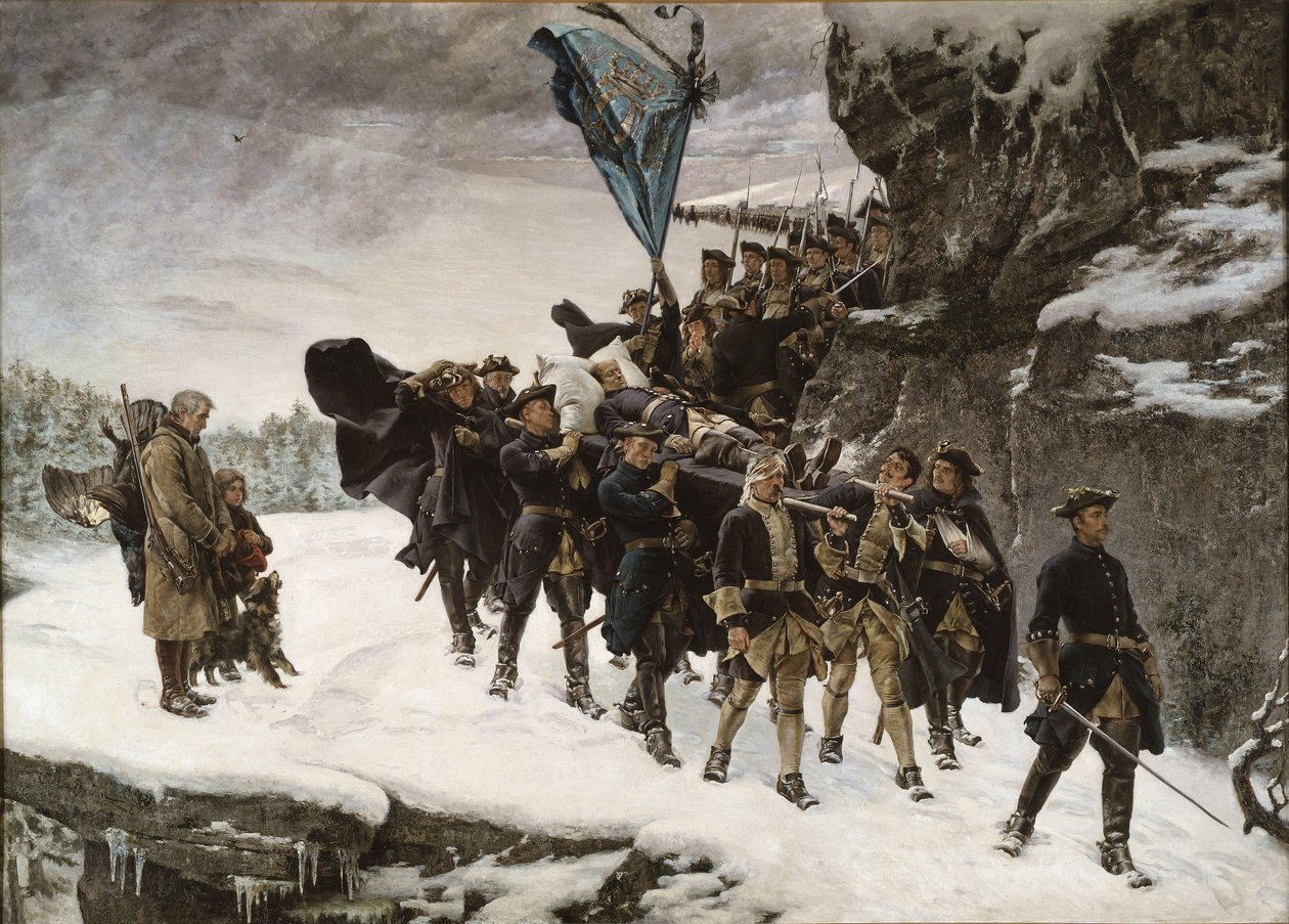 Přinést domů tělo švédského krále Karla XII od Gustaf Cederström