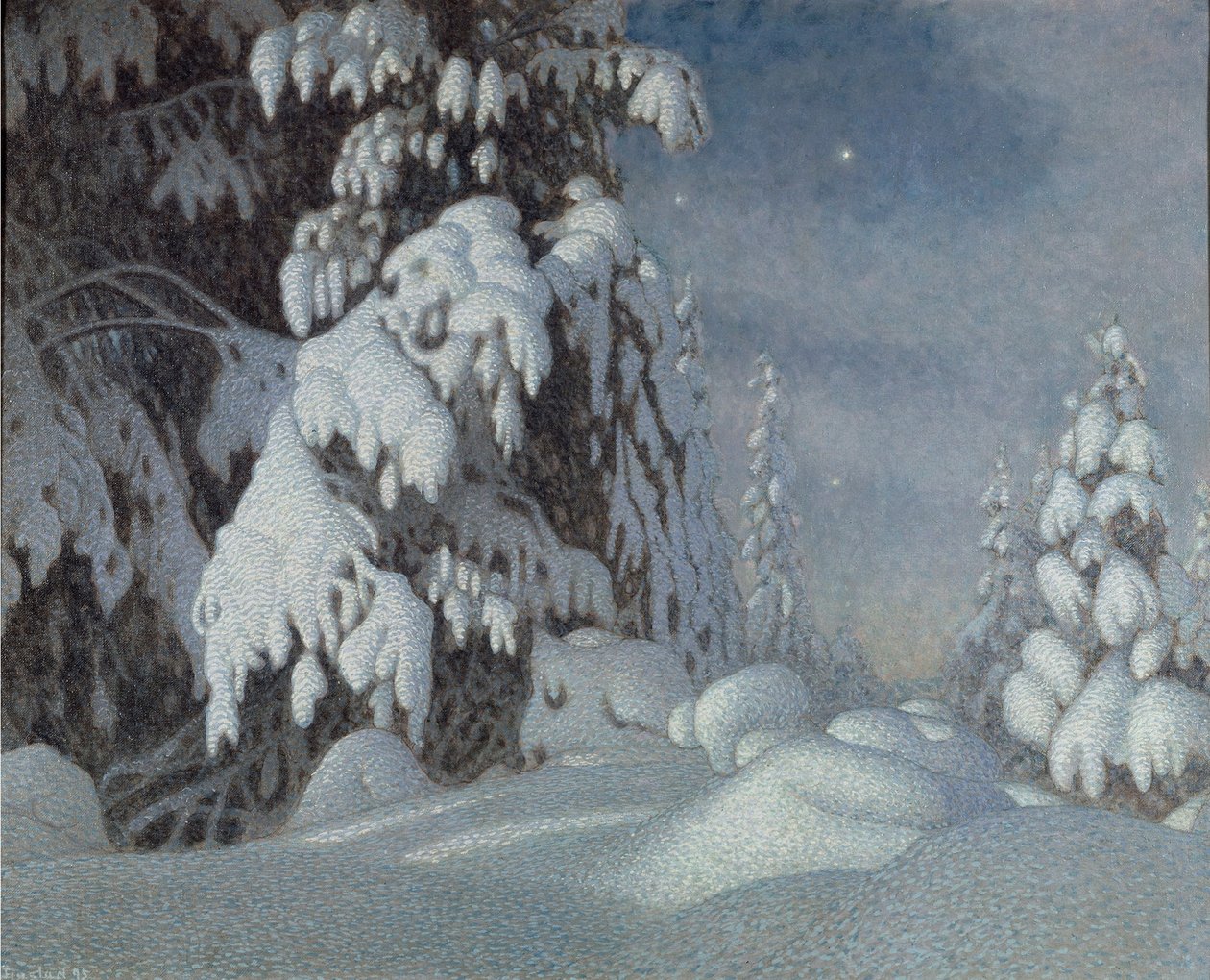 Zimní měsíční svit, 1895 od Gustaf Fjaestad