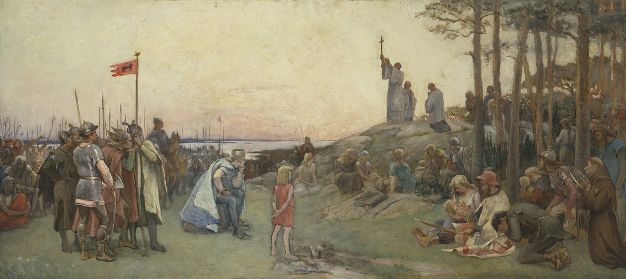 Ansgar Preaching Christianity, 1889 od Gustaf Olaf Cederstrom
