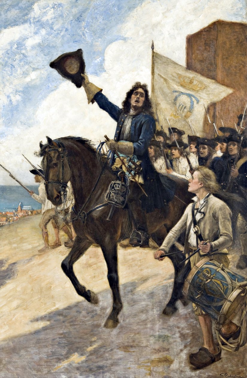 Grande guerre du Nord (1700-1721): Magnus Stenbock (1665-1717), feld marechal suedois, a la bataille de Helsinborg od Gustaf Olaf Cederstrom