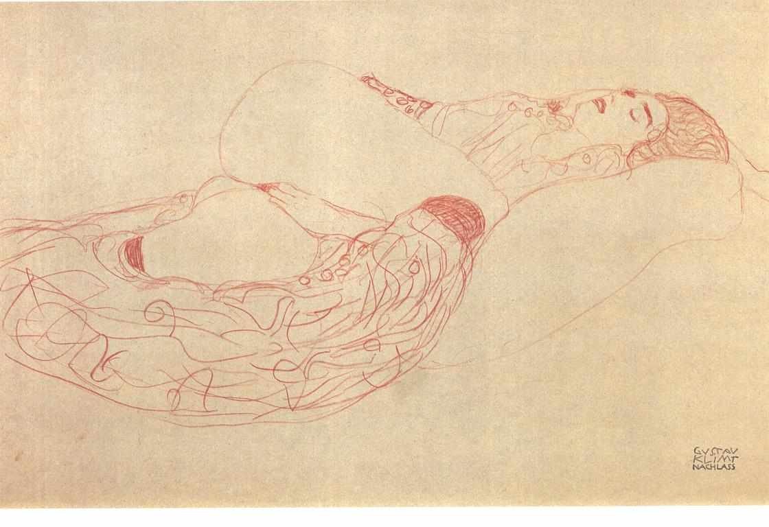 Ležící žena semi nuden od Gustav Klimt