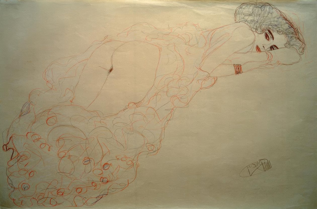 Akt ležící na břiše vpravo od Gustav Klimt