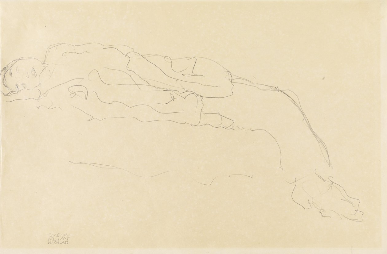 Žena leží na pohovce od Gustav Klimt