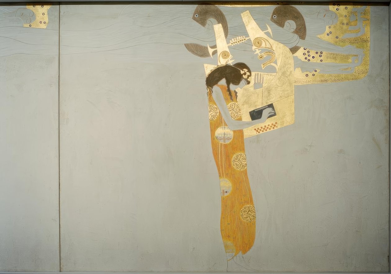 Beethoven Frieze - Plovoucí géniové: Poezie od Gustav Klimt