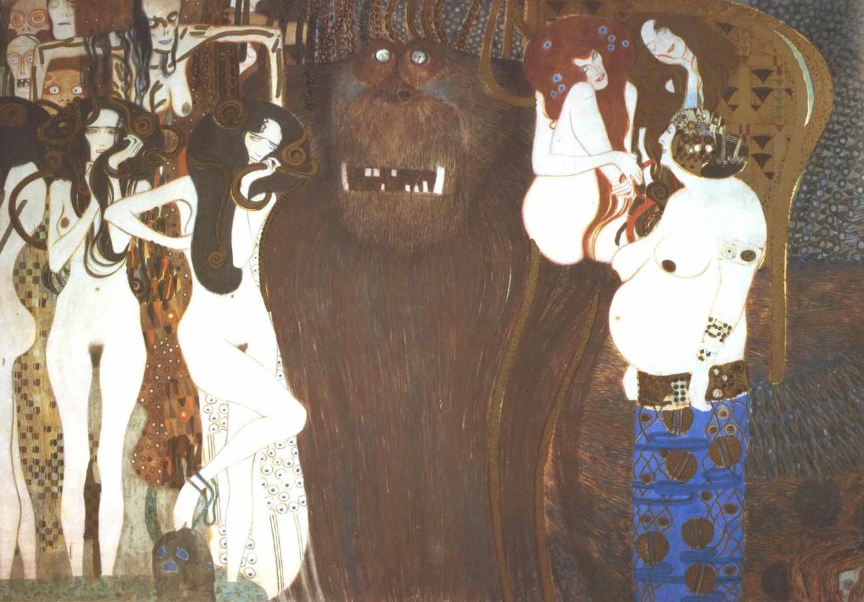 Beethoven Frieze - Nepřátelství nepřátelských sil od Gustav Klimt