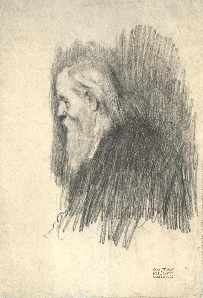Poloviční portrét starého muže v profilu vpravo od Gustav Klimt