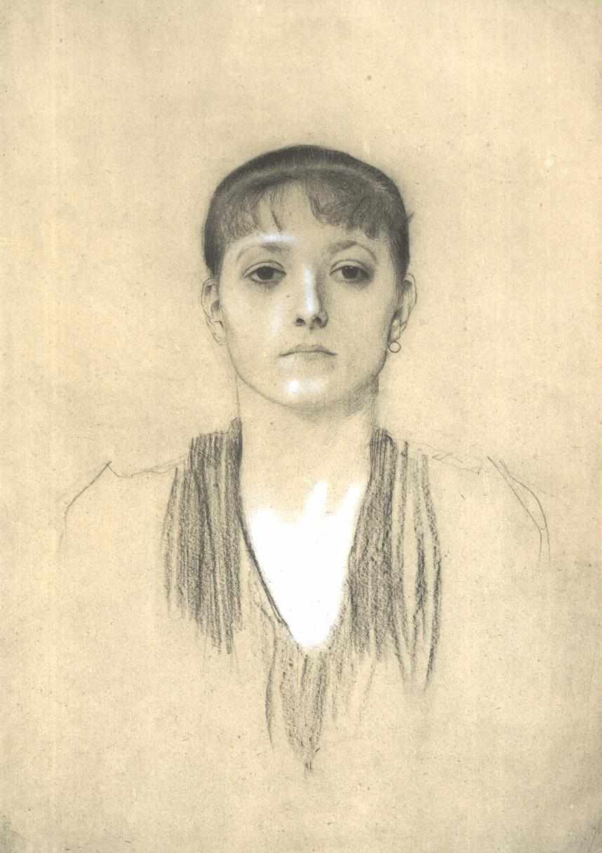Poloviční portrét dívky zepředu od Gustav Klimt