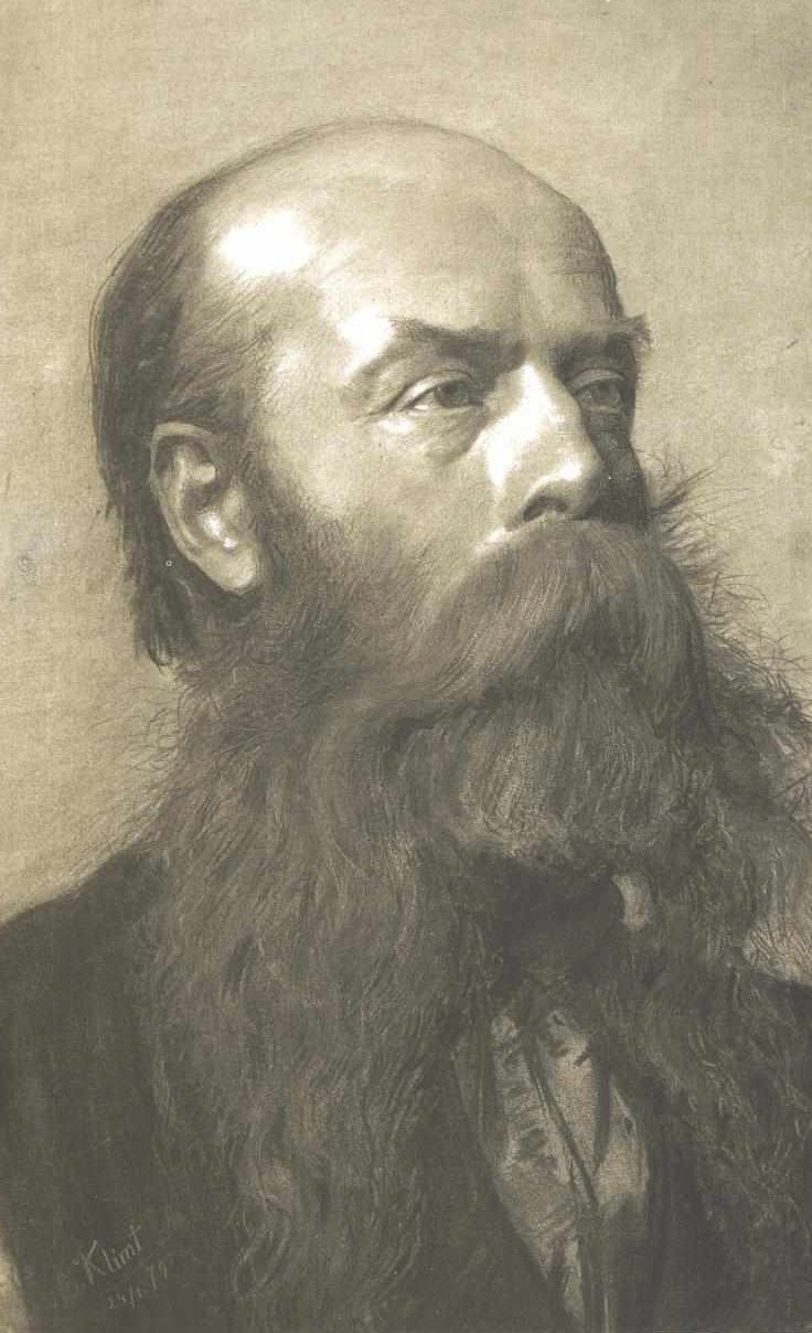 Poloviční portrét vousatého muže ve tříčtvrtečním profilu od Gustav Klimt