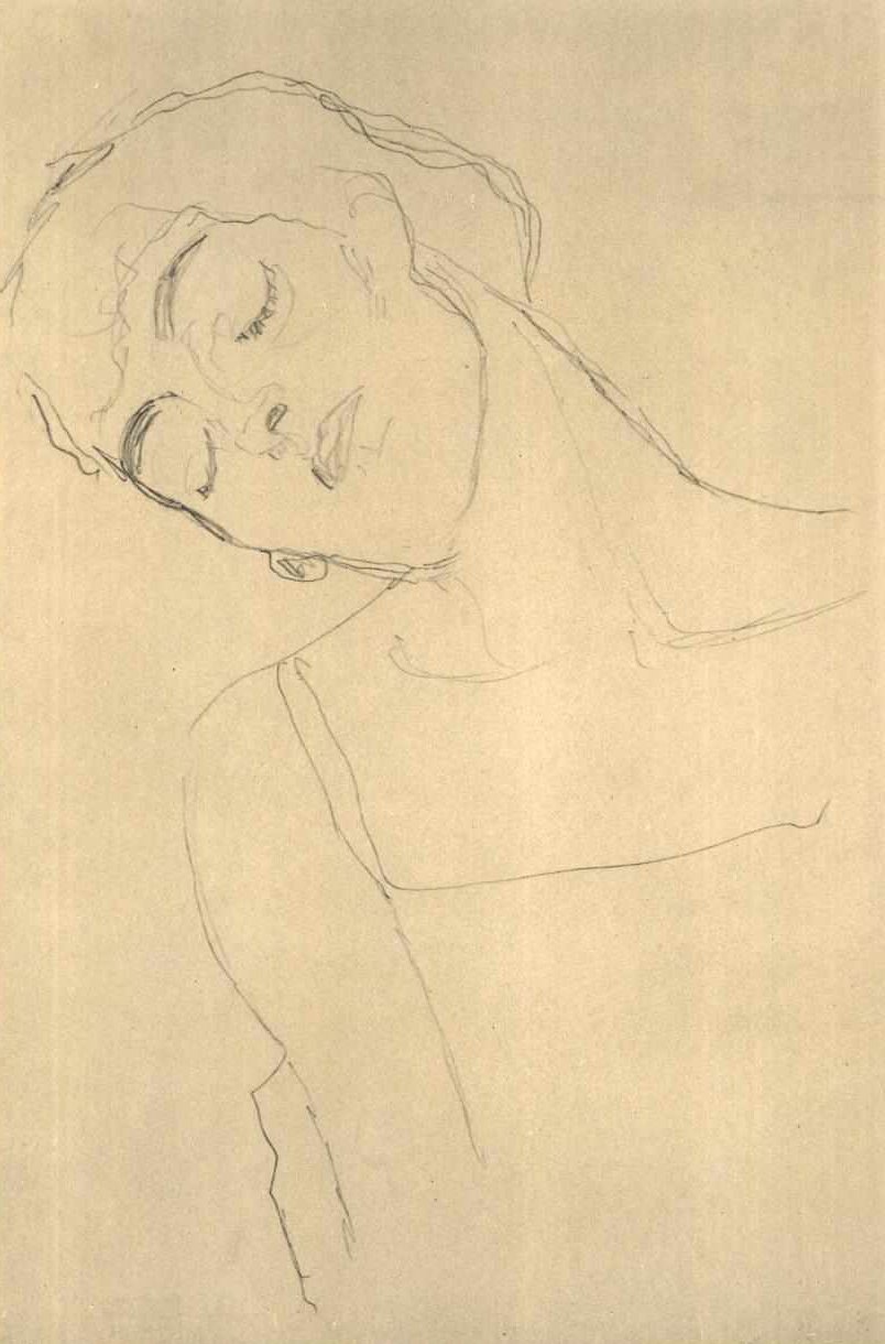 Poloviční portrét se zavřenýma očima od Gustav Klimt