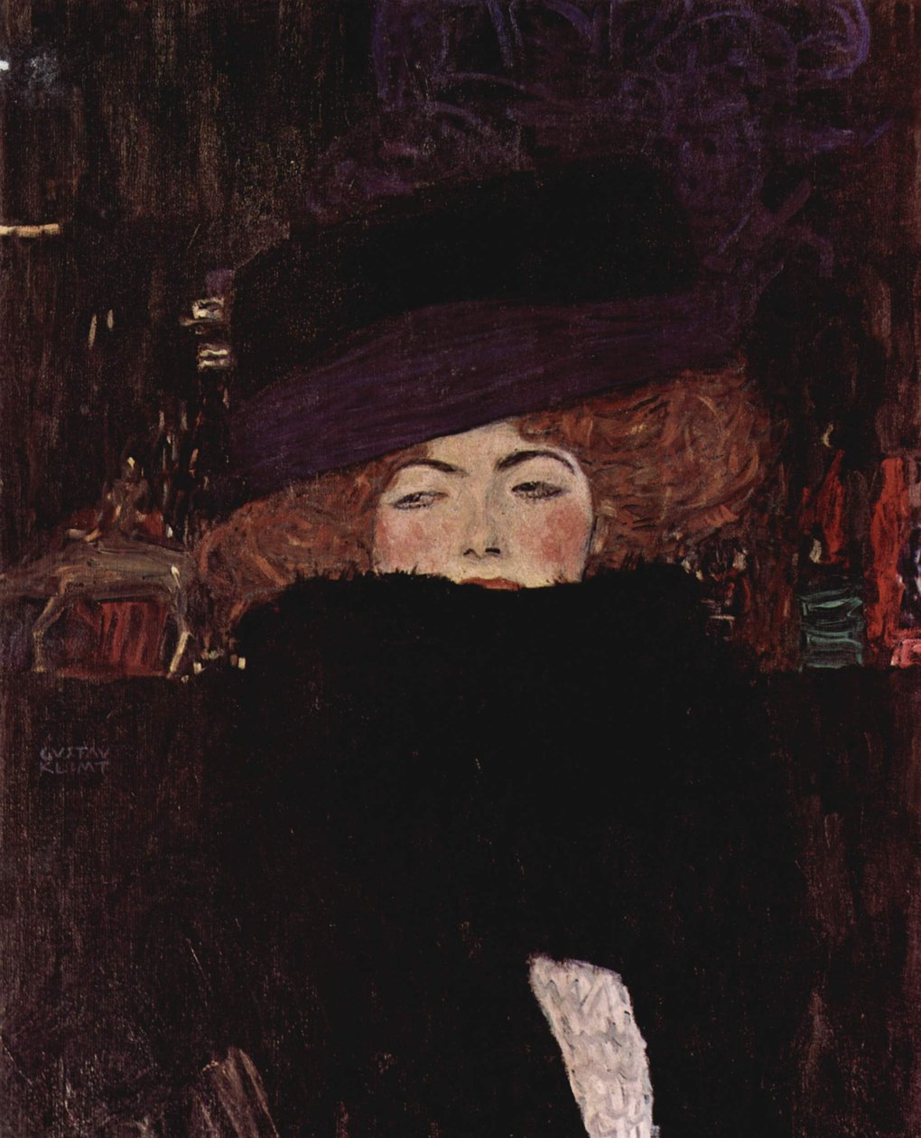 Dáma s kloboukem a péřovým boa od Gustav Klimt