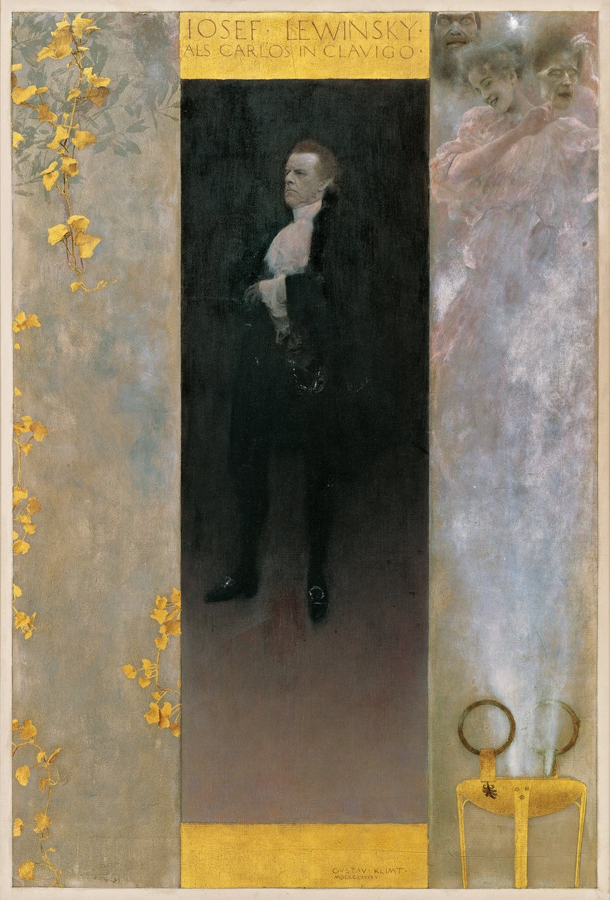 Dvorní herec Josef Lewinsky jako Carlos ve filmu "Clavigo" od Gustav Klimt