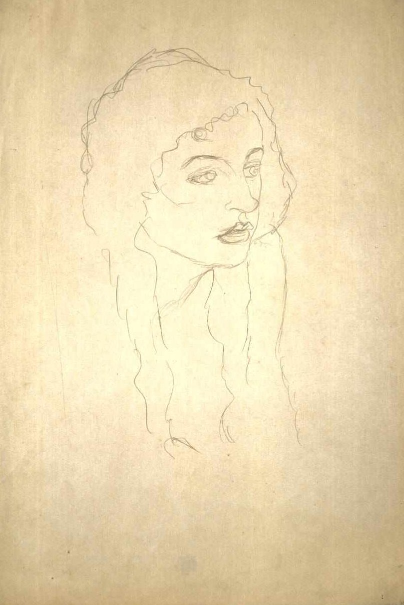 Ženská hlava ve tříčtvrtečním profilu od Gustav Klimt