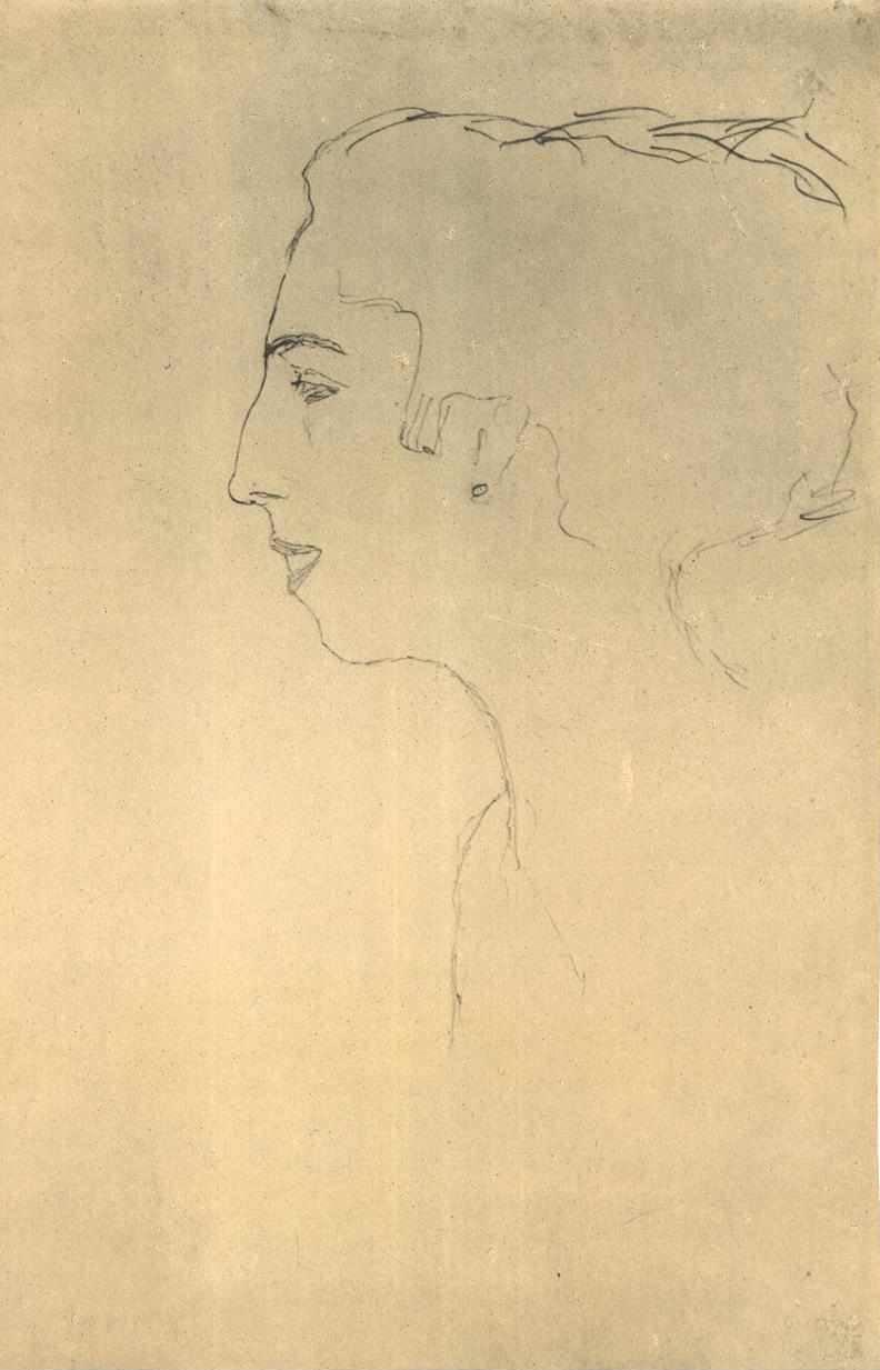 Ženská hlava v profilu vlevo od Gustav Klimt