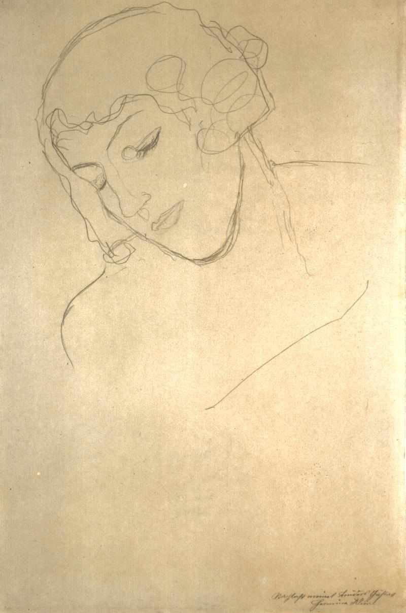 Ženská hlava a hrudník od Gustav Klimt