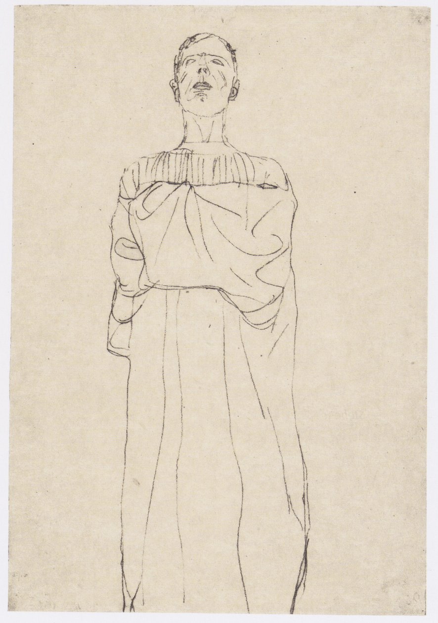 Muž s dlouhým pláštěm zepředu od Gustav Klimt