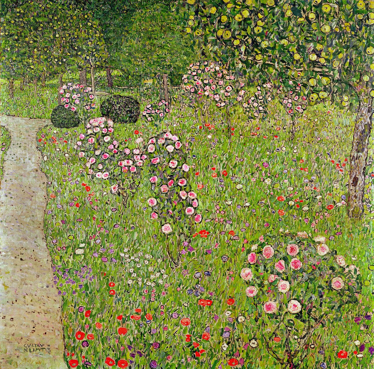 Sad s růžemi od Gustav Klimt