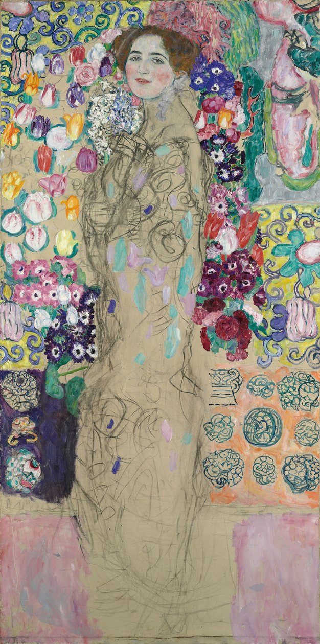 Portrét Ria Munk III, (nedokončený 1917-18) od Gustav Klimt
