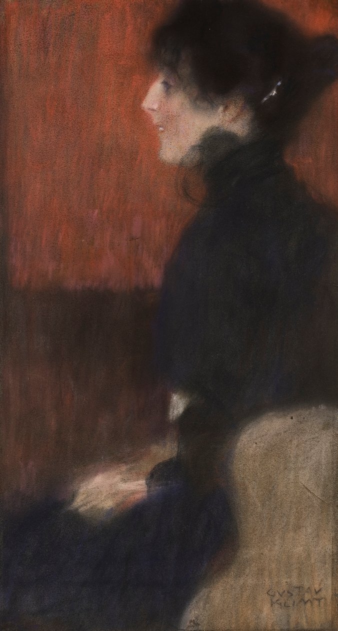 Portrét dámy, 1887-1907 (pastel na papíře) od Gustav Klimt