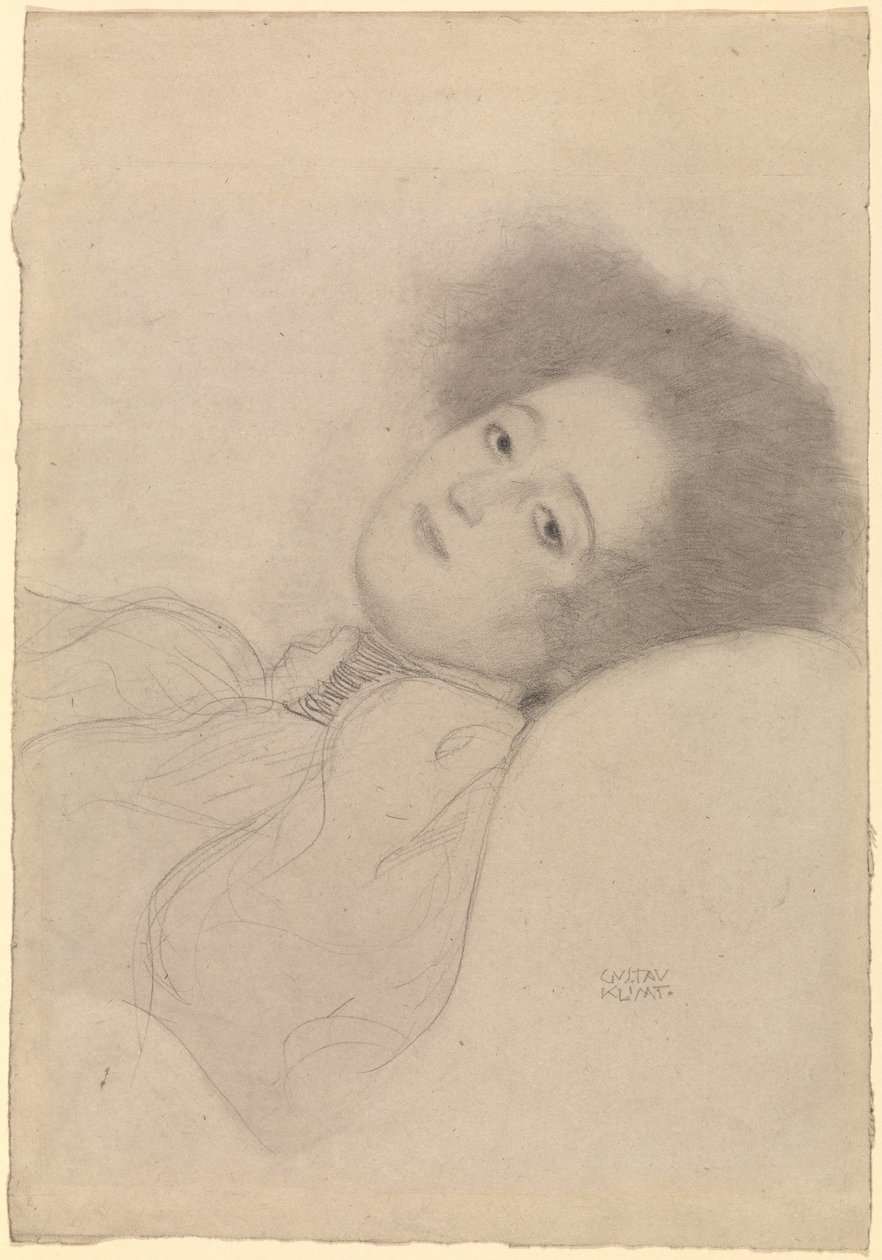 Portrét mladé ženy ležící od Gustav Klimt
